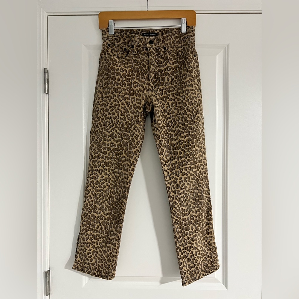Lucky Brand high rise cropped leopard print jeans